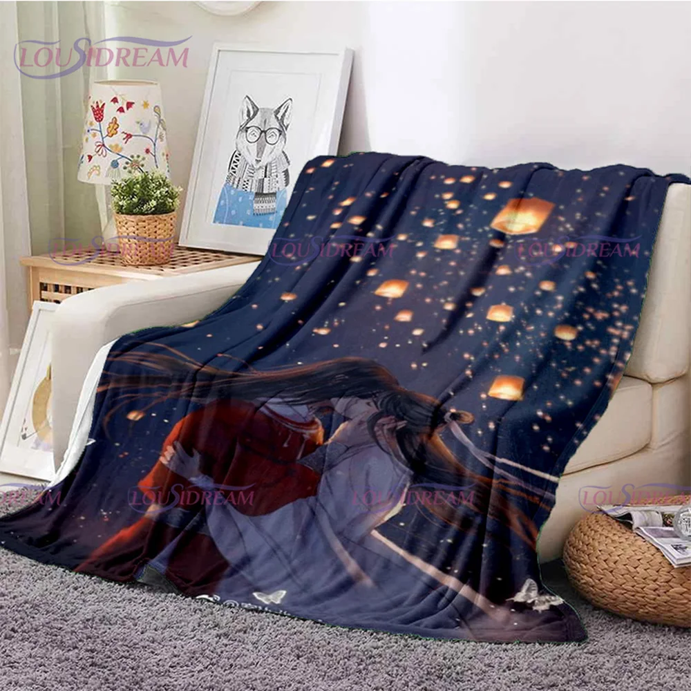 Tian Guan Ci Fu Anime Printed Blankets Heaven Official\'s Blessing BL Popular Warm Throw Blankets for Bedding Lounge Fans Gift