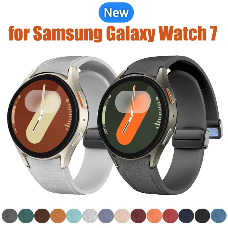 

20mm Leather+silicone Strap for Samsung Galaxy Watch 7 6 44mm 40mm 5 Pro NO GAPS Bracelet Galaxy Watch 6 4 Classic 47mm 46mm