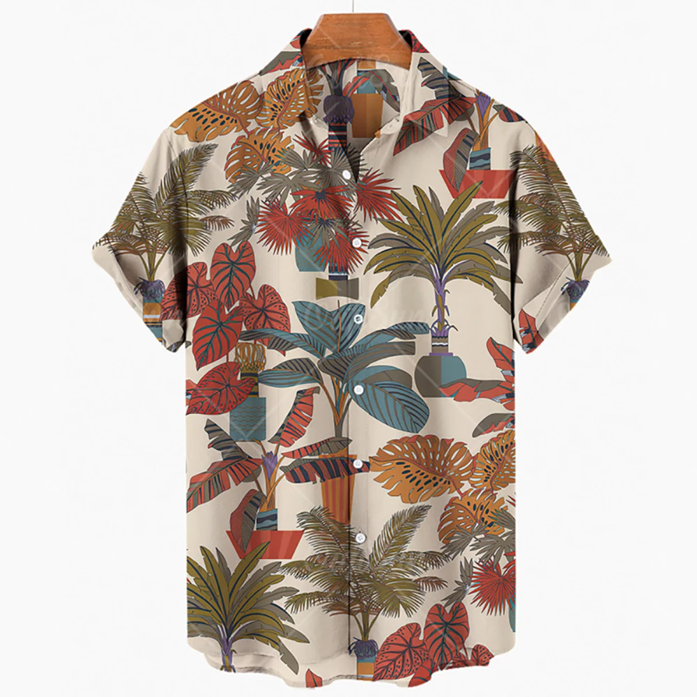 

2022 Summer Hawaiian Shirt 3D T-shirt Retro shirt Coconut Tree Pattern Short Sleeve Man Camisa Vacation Casua Man T-shirt Beach