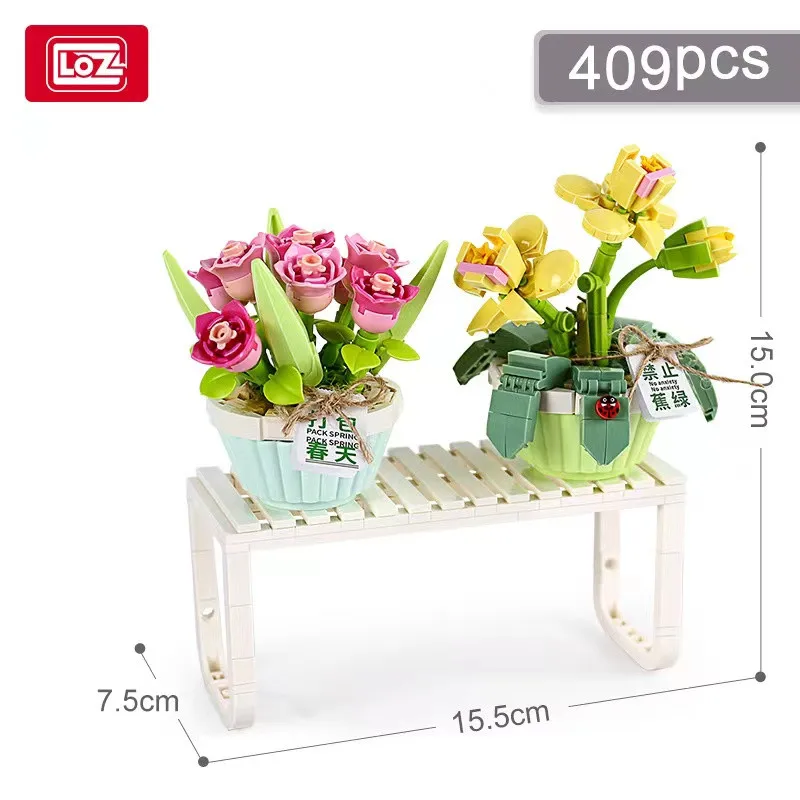 1673 1674  mini Blocks Building Toys DIY Bricks Flower Puzzle Pot Plants  Women Gift Home Decorations Presents