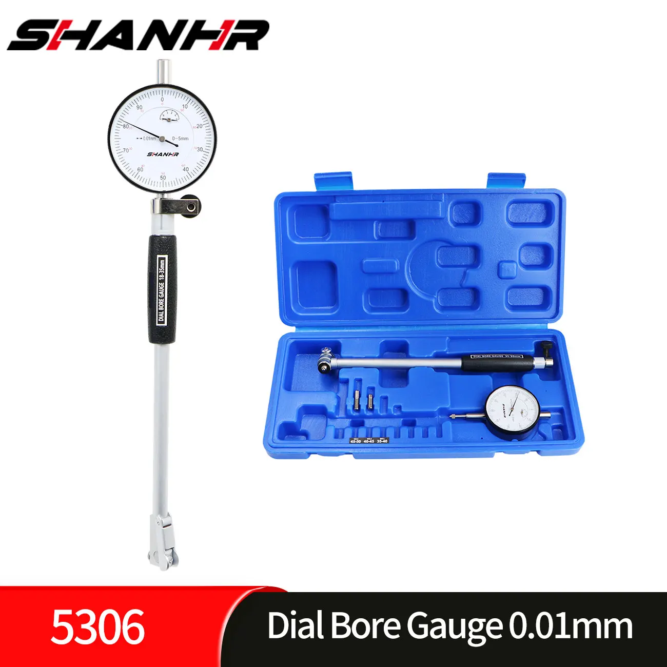 SHANHR 6-10/10-18/18-35/35-50/50-160mm Dial Indicator Dial Bore Gauge Hole Diameter Measuring Gauge 0.01 mm Gauge Measuring Tool