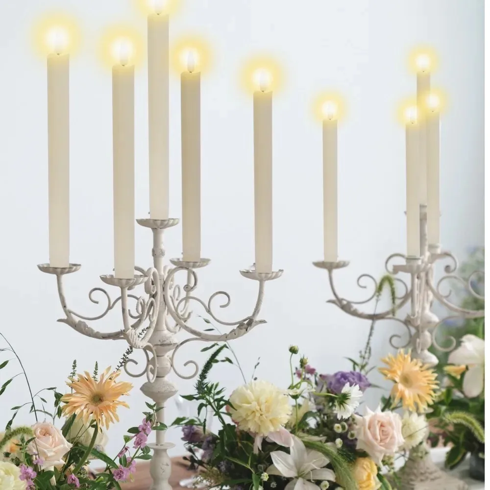 Velas LED con boca ondulada, luces sin llama alimentadas por batería, vela electrónica de polo largo, suministro de decoración DIY para fiestas y bodas