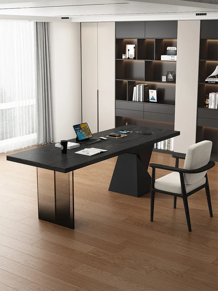 Italian minimalist desk with socket light luxury minimalist home study desk acrylic solid wood computer desk