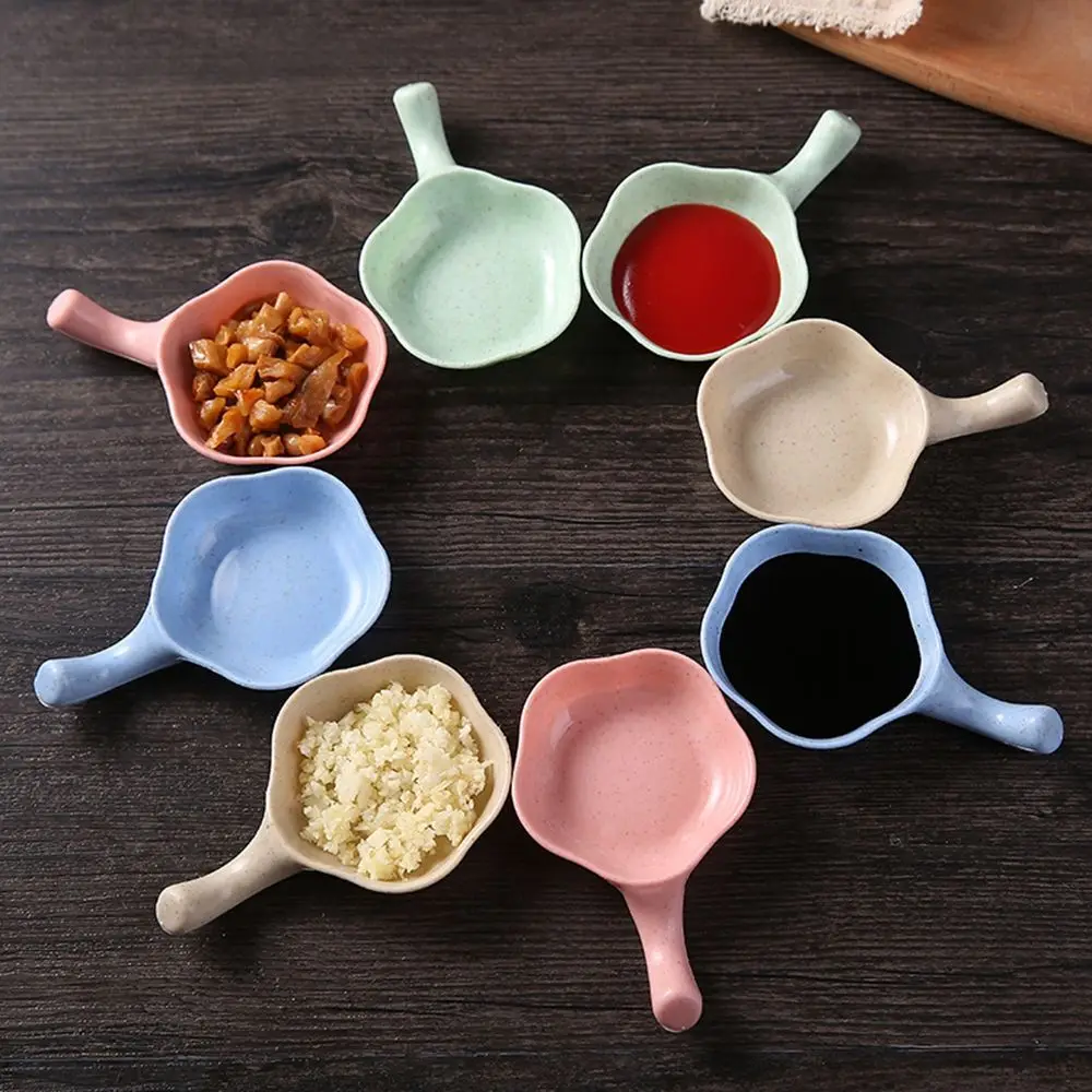 Mini Cute Wheat Straw Bowl Vinegar Seasoning Solid Soybean Dish Sauce Salt Snack Small Plate Kitchen Supplies