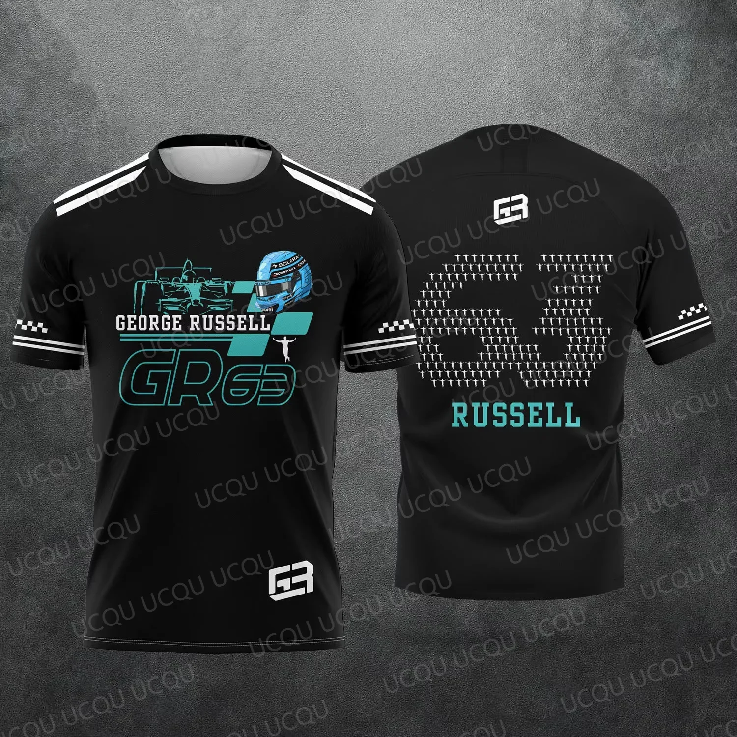 2026 New Racing Number T-Shirt, George Russell 3D Print Design, Unisex, Short Sleeve T-Shirt