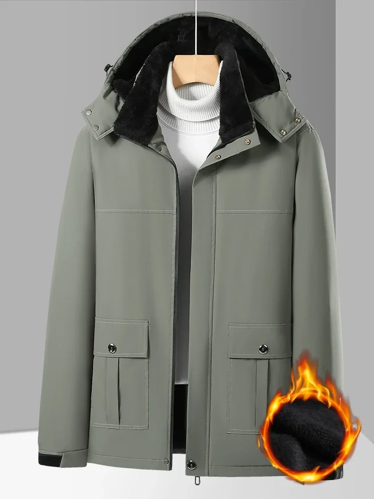 

Очень большой размер 10xl 160 кг, парка, мужская зимняя водонепроницаемая куртка с капюшоном, съемная теплая флисовая подкладка, толстое теплое стеганое пальто, мужское