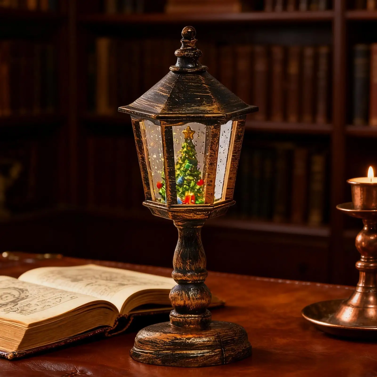 Снежный шар для рождественской сцены, реквизит с шестиугольным конусом, Рождественский светодиодный снежный шар, фонарь, блестящий декор для поддельной детской комнаты