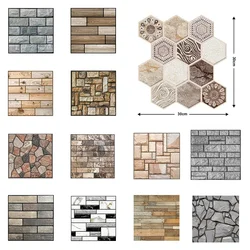 5/10PCS Stereo Wall Stickers Self-adhesive Wallpaper Brick Pattern Creative Stick Heatproof Vinyl Waterproof Kitchen Home Decor