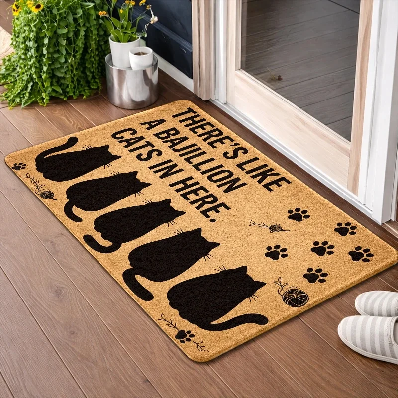 Funny Cat Silhouette Doormat,  Material, Durable & Stain - Resistant, Machine - Washable, Suitable for Indoor/Outdoor Use in L