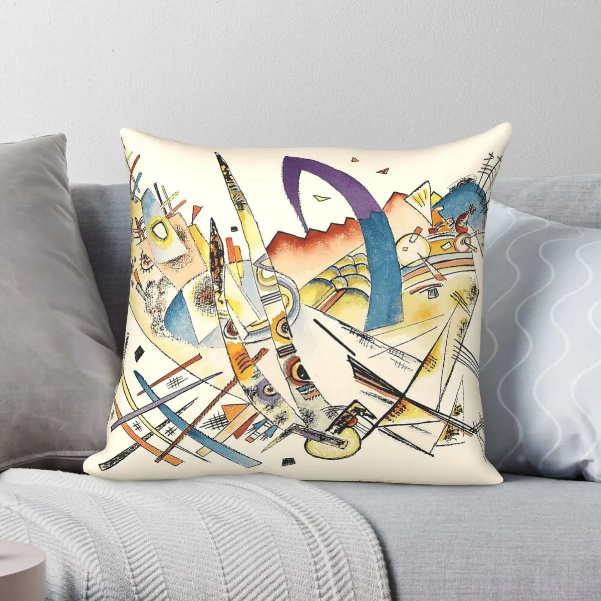 Wassily Kandinsky Expressionism Square Pillowcase Polyester Linen Velvet Creative Zip Decorative Pillow Case Sofa Cushion Cover