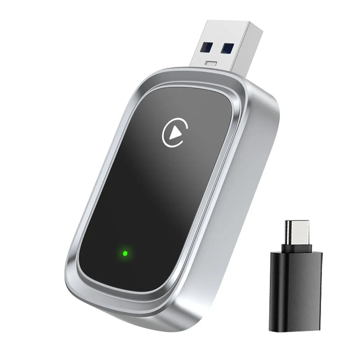 A48U 2in1 Wireless Carplay Adapter Android AUTO Smart AI Box Voice Control WiFi & Bluetooth Wired CarPlay to Wireless Carplay