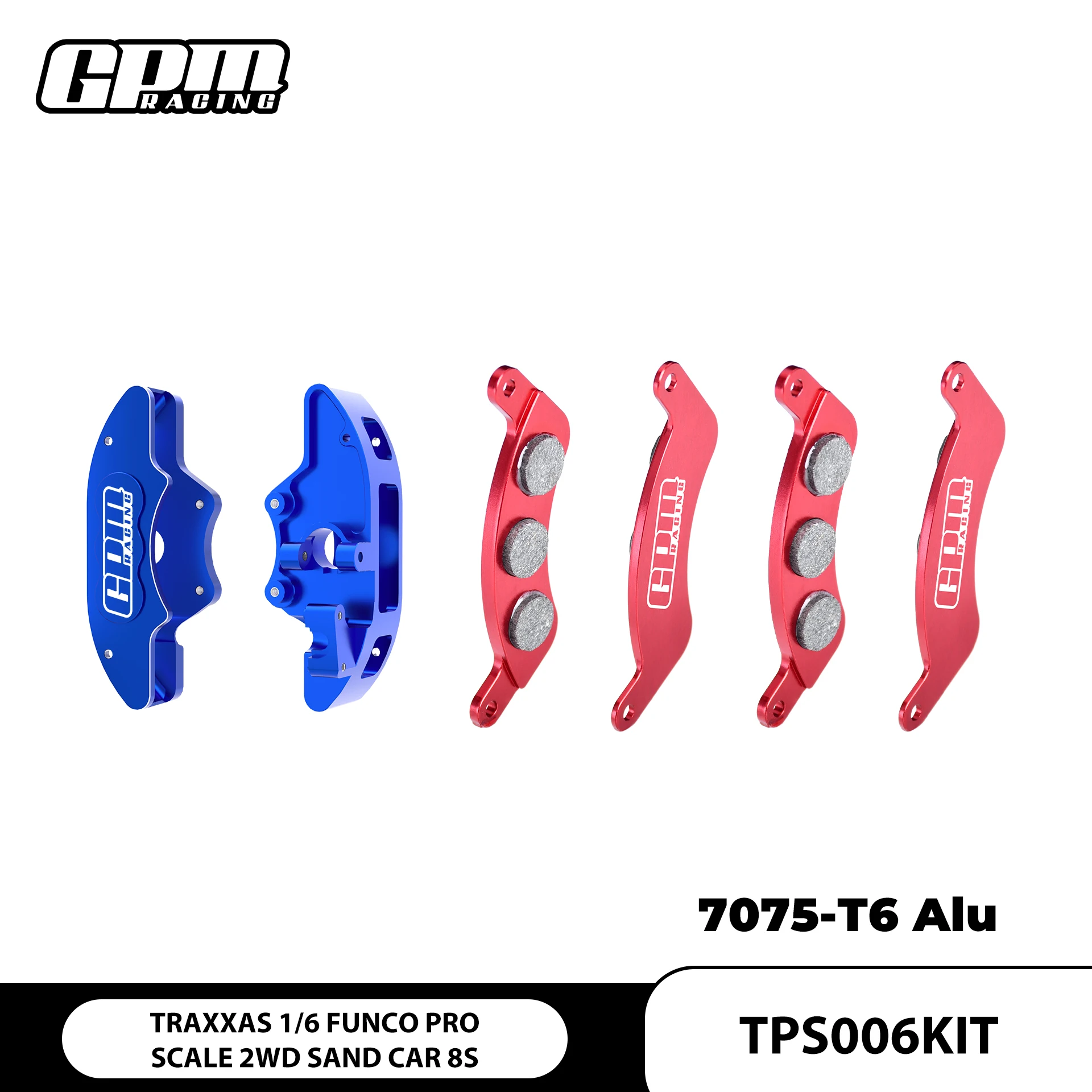 GPM 7075 Alloy Front Brake Calipers & Brake Pads (L&R) TRAXXAS 1/6 Funco Pro 8S 109076-4