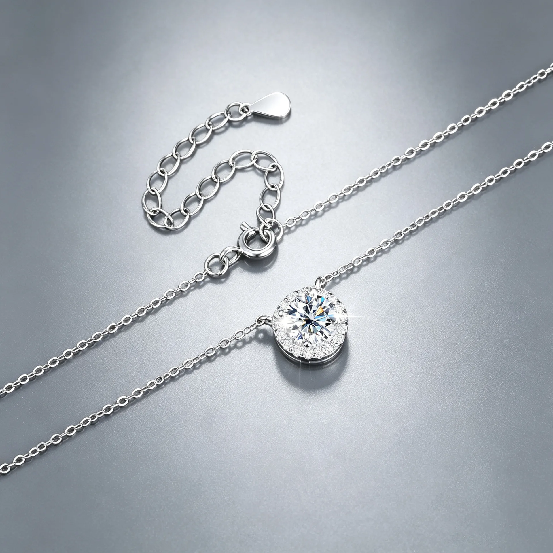 Moissanite Necklace 1ct Classic Pandent GRA Certified Dainty s925 Sterling Silver 18k Classic Necklaces for Women