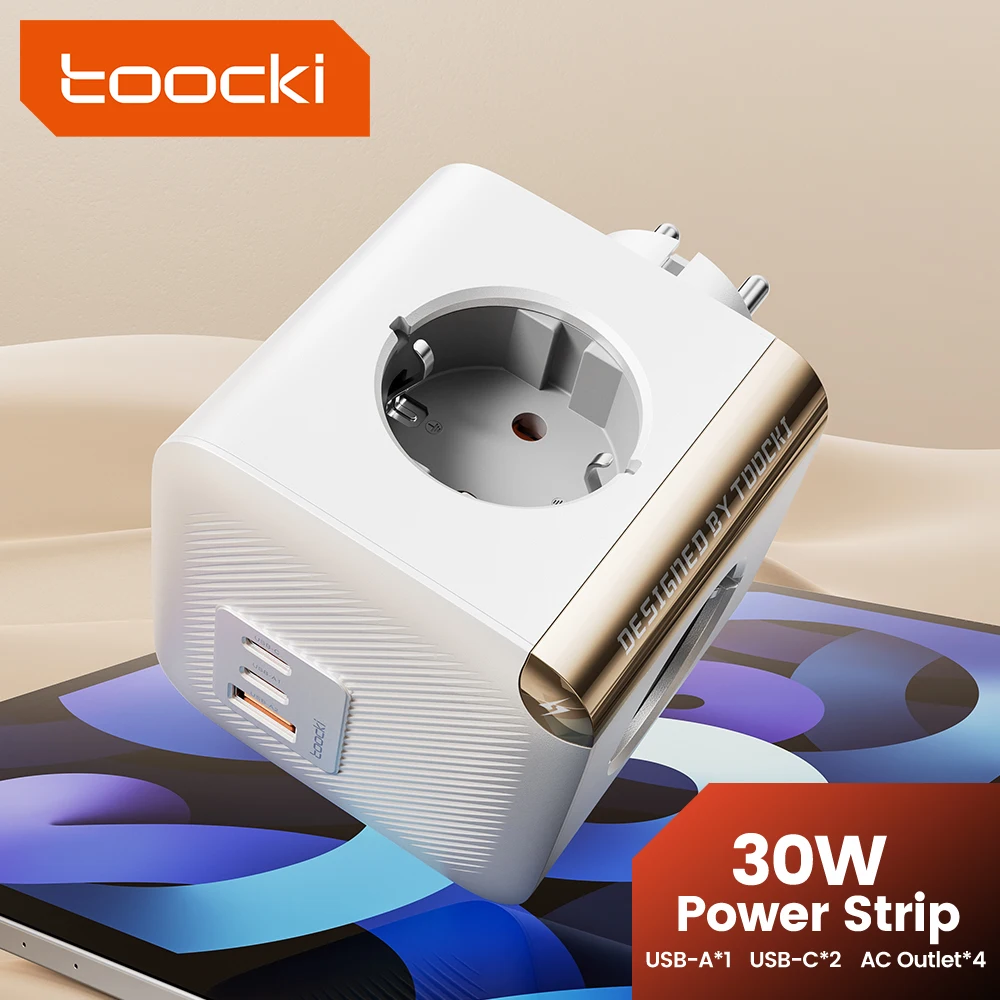 

Toocki 30W GaN Charger 7-in-1 Power Strip EU Plug USB Type C Fast Charger For iPhone 15 Samsung 23 22 Xiaomi Huawei Laptops