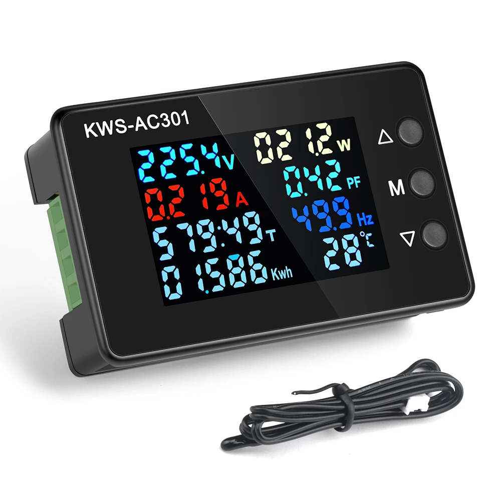 AC 50-300V 0-100A KWS-AC301 schermo a colori Display LCD tensione di corrente digitale e misuratore di corrente misuratore di potenza amperometro