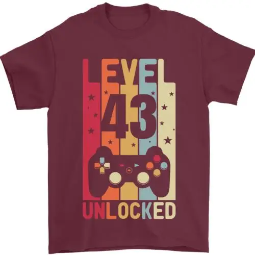 43rd Birthday 43 Year Old Level Up Gamming Mens T-Shirt 100% Cotton