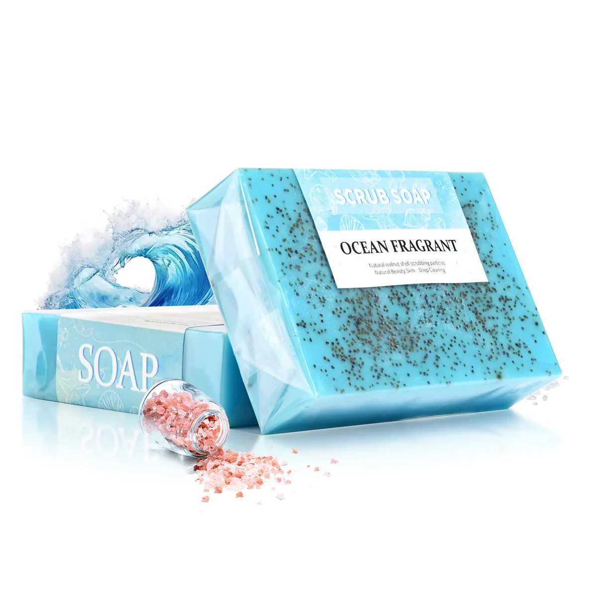 M+100G Natural Handmade Exfoliating Sea Salt Whitening Scrub Soap For Cleaning And Polishing - Dual Use Exfoliating Agent For Fa