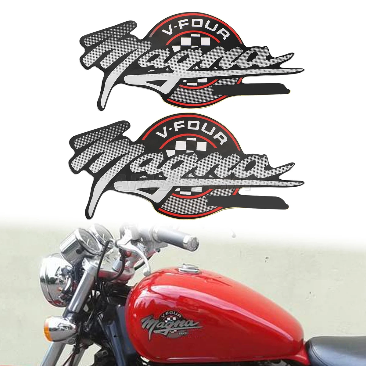For Honda Magna V-FOUR V25 V30 V42 V45 V65 VT250 VF250 VF500 VF 700 750 Fuel Gas Tank Emblem Badge Decals Side Stickers Glue Pad