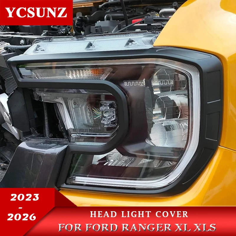 

Head Light Cover Trim For Ford Ranger XL XLS 2023 2024 2025 2026 Front Light Decorative Accessories Double Cabin