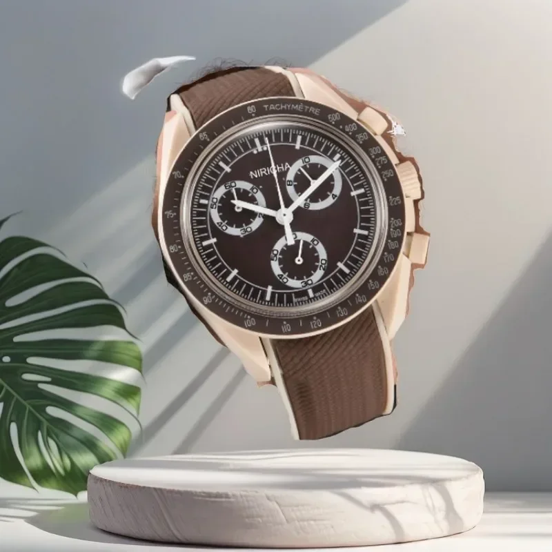 سواتش بلاك سنوبي ساعات ذات علامة تجارية فاخرة للرجال حافظة بلاستيكية فاخرة كرونوغراف ساعة قمر استكشاف كوكب AAA + ساعات