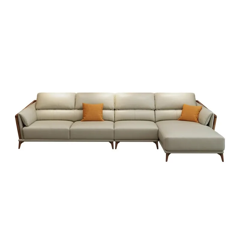 

Customizable modern leather sofa simple straight row
