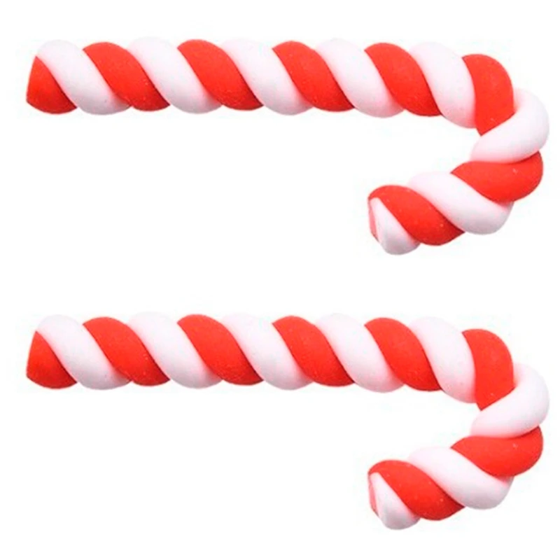 Red And White Crutches Home Christmas Decoration Soft Pottery Christmas Accessories DIY Phone Beauty Materials