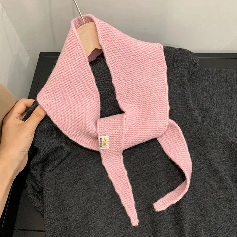 المرأة أزياء الصوف مثلث وشاح بلون لينة شتاء دافئ سيدة شال الصوف شرابة بطانية باندانا نمط