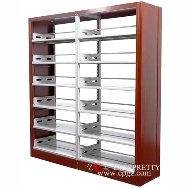 Good Quality Modern Design School Library Furniture Double Side Metal Bookshelf