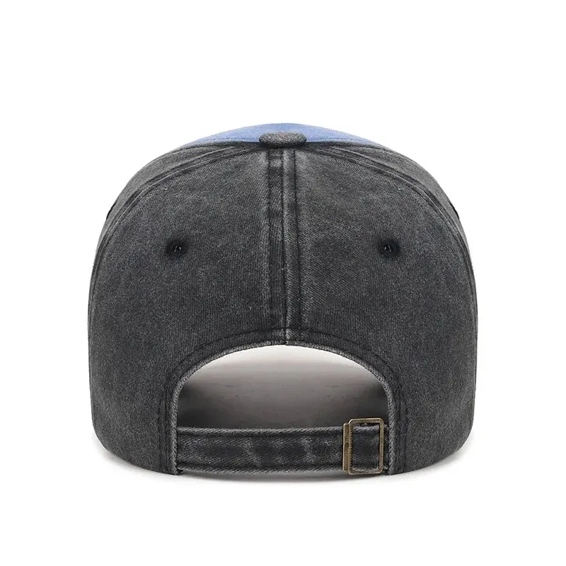 男性と女性のためのウォッシュヴィンテージディストレッチャリオンブリマーキャップ、4シーズン、調節可能な刺繍パッチ、サンキャップ、ファッション