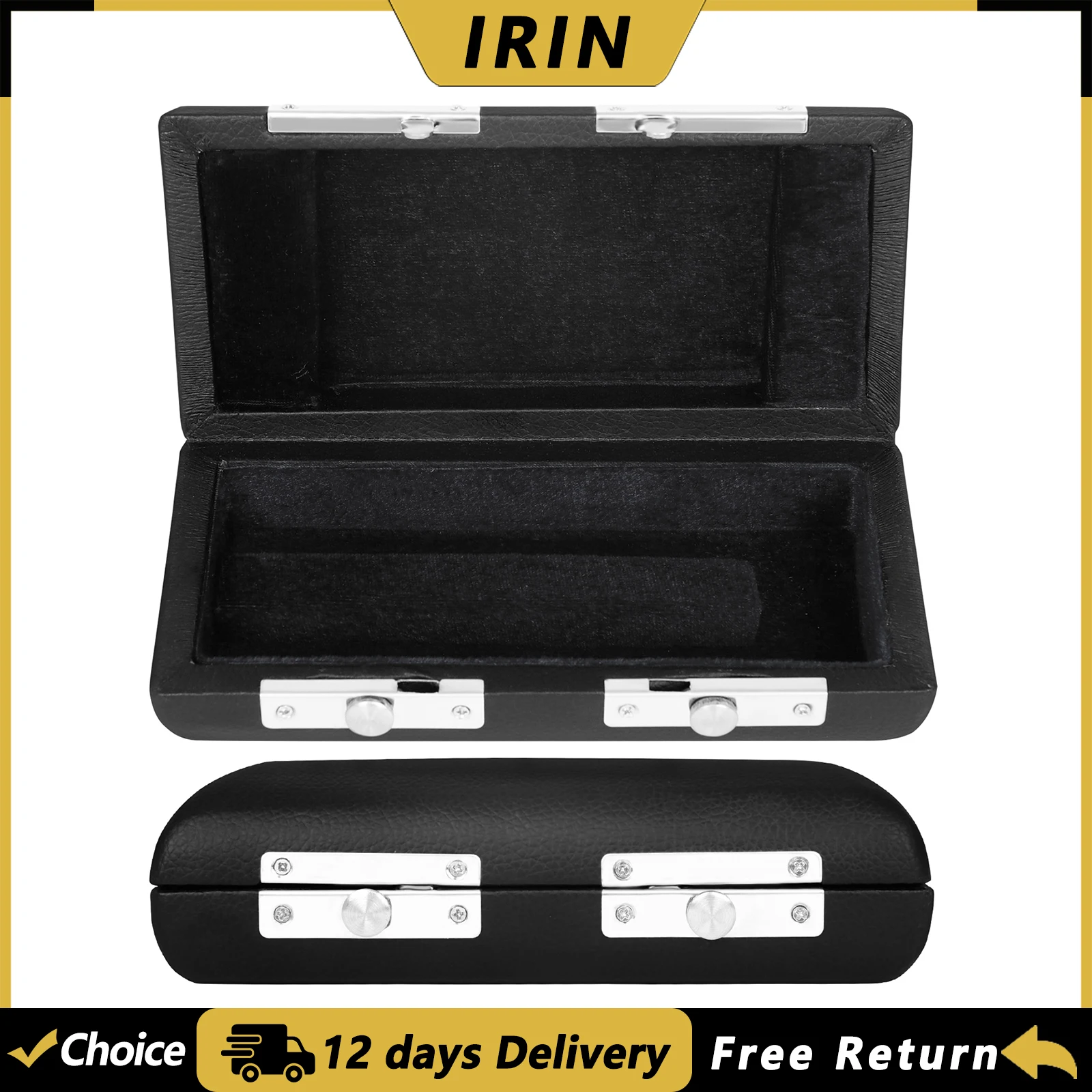 IRIN Flute Bent Neck Case Leather Curved Flute Mouthpiece Storage Box Pressure Resistant Woodwind Instrument Parts & Accessories