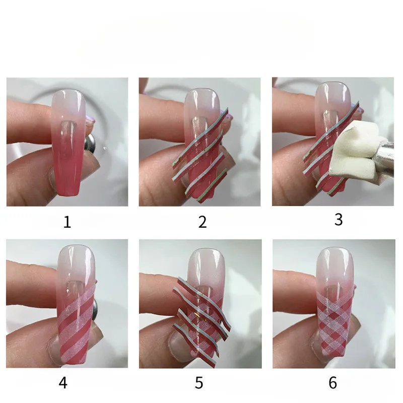 10pcs/set 2mm Wide Nail Art Plaid Tape, Random Color, Tear-Easy, No-Drip, Fine Plaid Pattern, Auxiliary Nail Art Tool