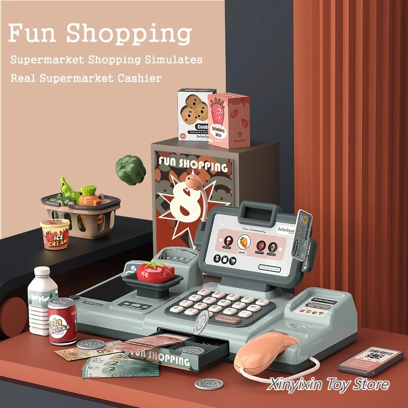 Kids Intelligent Voice Recognition  Scan Amplification Calculator Mobile Payment Cashier Cash Register Tablet Cash Register Toy