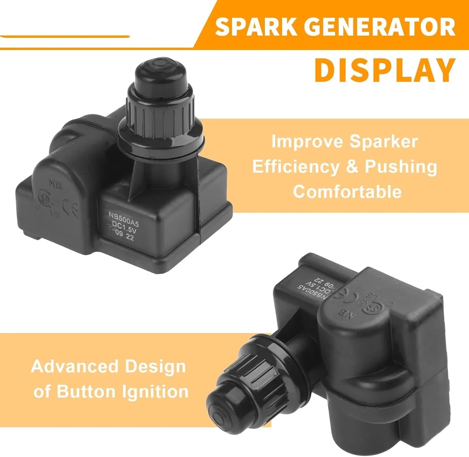 Universal Spark Generator 5 Male Outlet Push Button Ignitor,AA Battery Igniter for Broil King Surefire, BBQ Pro, Fire Pit