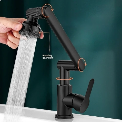 1080 °   Grifo giratorio para fregadero de cocina, lavabo de baño, grifo de ABS, grifo de lavabo, grifo de agua fría y caliente multifunción