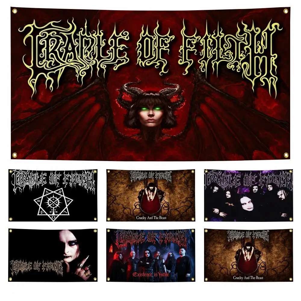 Band C-Cradle Of Filth Flags Wide Fabric Wall Decor for Bedroom Dorm Gaming Room Garage Gift