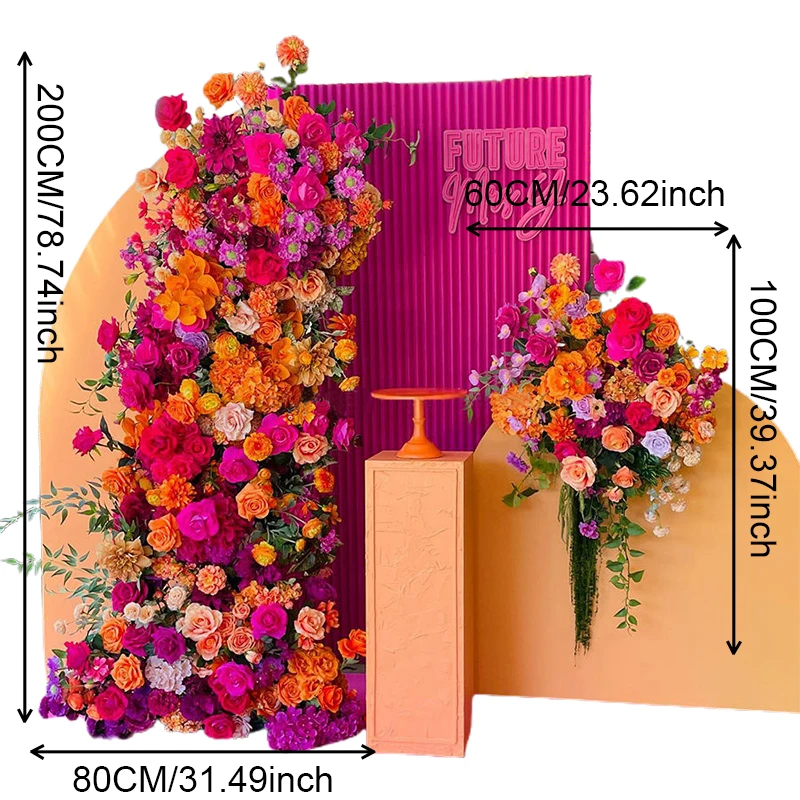 ترتيب صفوف الزهور لحفلات الزفاف ، إطار خلفية ، ديكور طاولة مركزية ، كرة زهرية ، ديكورات حفلات الولائم ، وردة وردية وحمراء ، ساخن #6