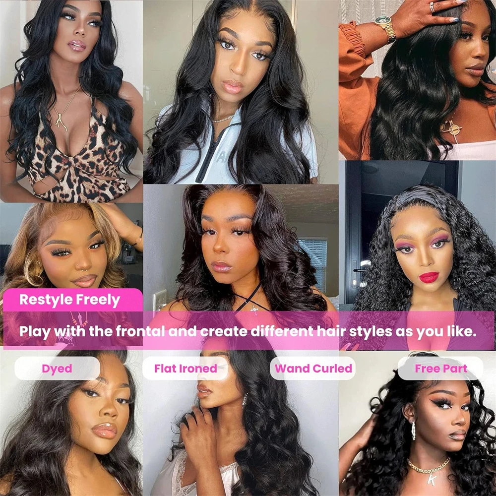 26 28 30 Inch Brazilian Body Wave Human Hair with 13x4 Frontal Wavy Bundles Remy Human Hair Tissage Hair Weaves Deal and Frontal