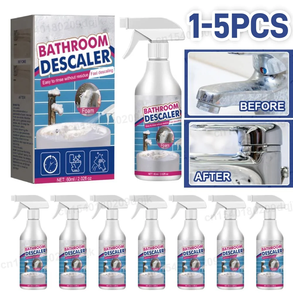 60ML Bathroom Foam Cleaner Spray Powerful Multi-Purpose Descaler Cleaning Agent for Bathtub Toilet Shower Sink Glass Ceramic