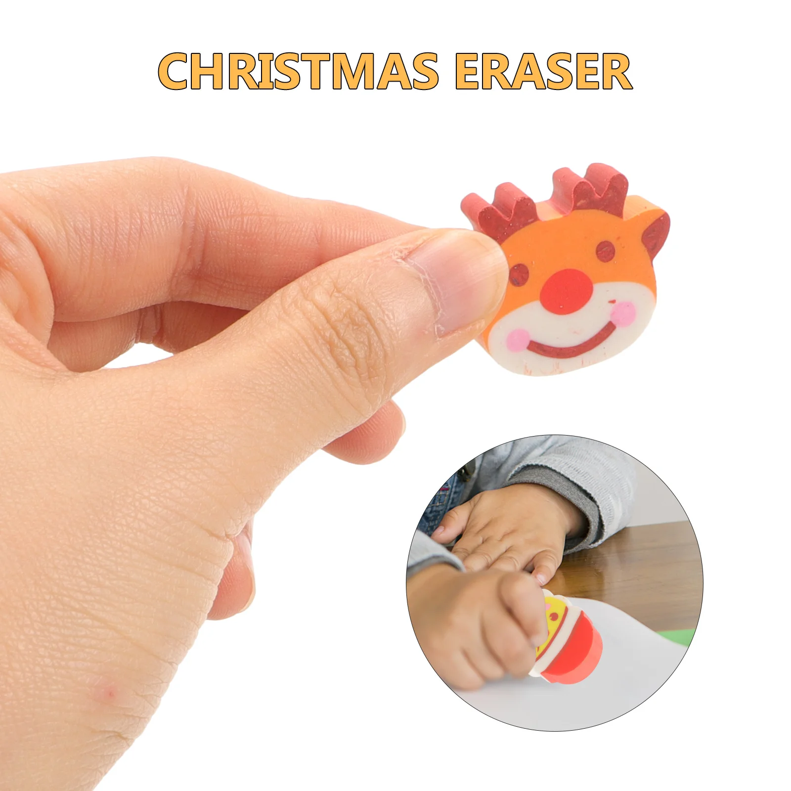 

10Pcs Christmas Erasers Cartoon Elk Shapes Bright Color Rubber Christmas Gifts Party Rewards School Stationery