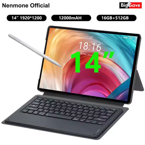 Nenmone Mpad15 2 In 1 Tablet Android14 SIM Network 14" Touch Screen 512GB Memory 16GB RAM Tablet 14 inch Support Keyboard Stylus