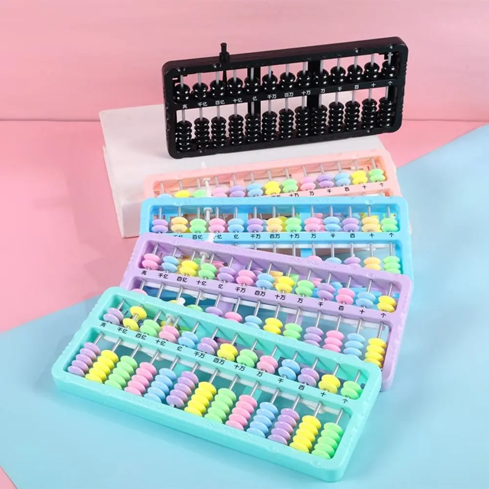 Plastic Plastic Abacus Rectangle Black Blue Pink Calculation Rack 13/15 Digits Learning Toy Beads Intelligence Development