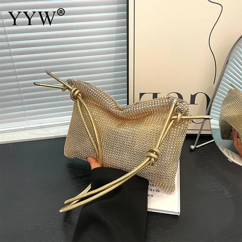 Popular Designer Hobo Shoulder Bag Shining Rhinestones Evening Clutch Bag Purse Party Crystal Purses And Handbag Hobo Bags