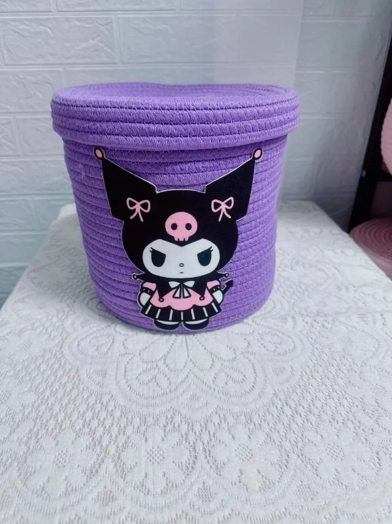 Kuromi Anime Sanrio Ins Storage Basket Cute Cartoon Kawaii Soft Princess Desktop Storage Case Decoration Gifts for Girls