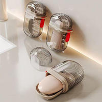 1/2/3Pcs Plastic Soap Dish Travel Box Holder Container With Lid Durable Soap Case Sealing Organizer Bathroom Home Accessories