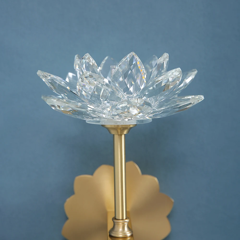 Imagem -03 - Lâmpada de Parede Flor de Cristal para Decoração de Casa Lâmpada de Cabeceira de Lótus Luzes Criativas de Decoração de Sala de Estar