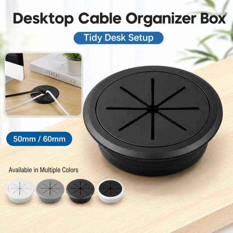 50/60MM Cable Hole Cover Cord Grommets for Office Furniture Cable Passing Eight Petal Threading Box Cover Desk Wire Organizer