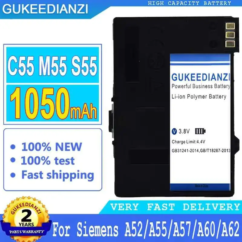 

Аккумулятор для мобильного телефона 1050 мАч для Siemens A52 A55 A57 A60 A62 A65 A70 C55 для Gigaset SL1 SL56 SL100 SL565 M55 S55 Eba-510