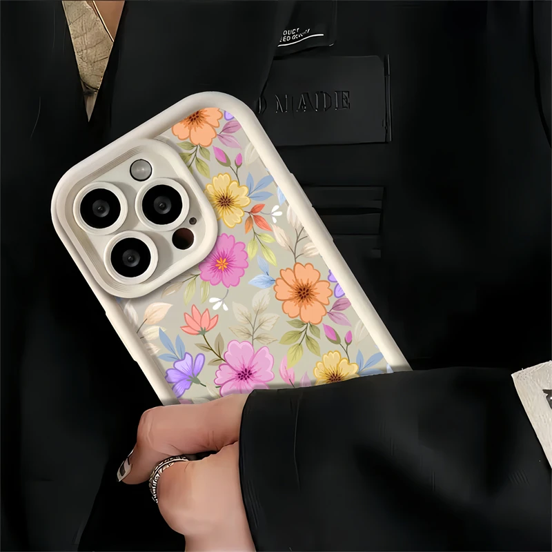 Case For Samsung Galaxy A33 A13 A54 A34 A24 A53 A23 A22 A05 A04 A03 A03S Groove Matte Shockproof Protective Flower Phone Cover