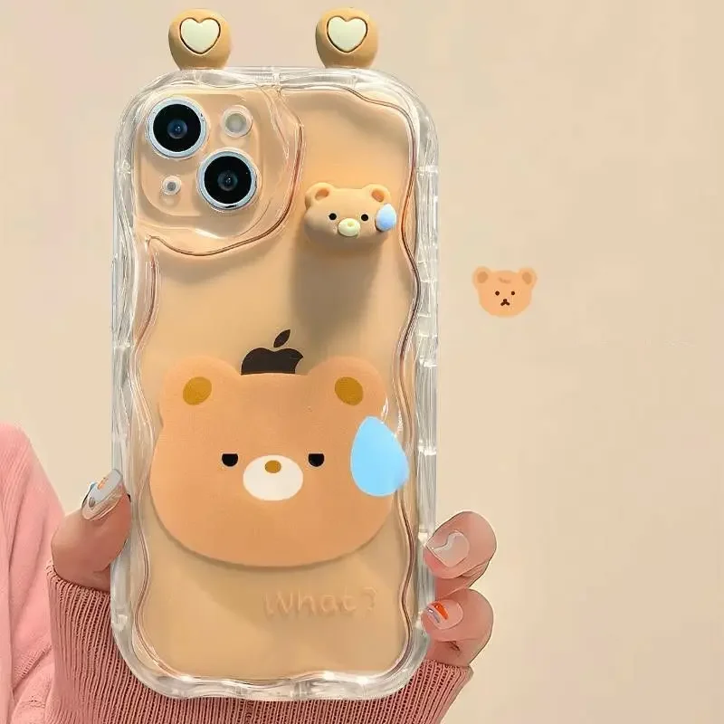 Cute 3D Bear Rabbit Case For Samsung Galaxy A54 A55 A24 A33 A34 5G A35 A15 A25 A14 A24 A32 A51 A52 A53 S22 S24 Ultra Plus S23 FE