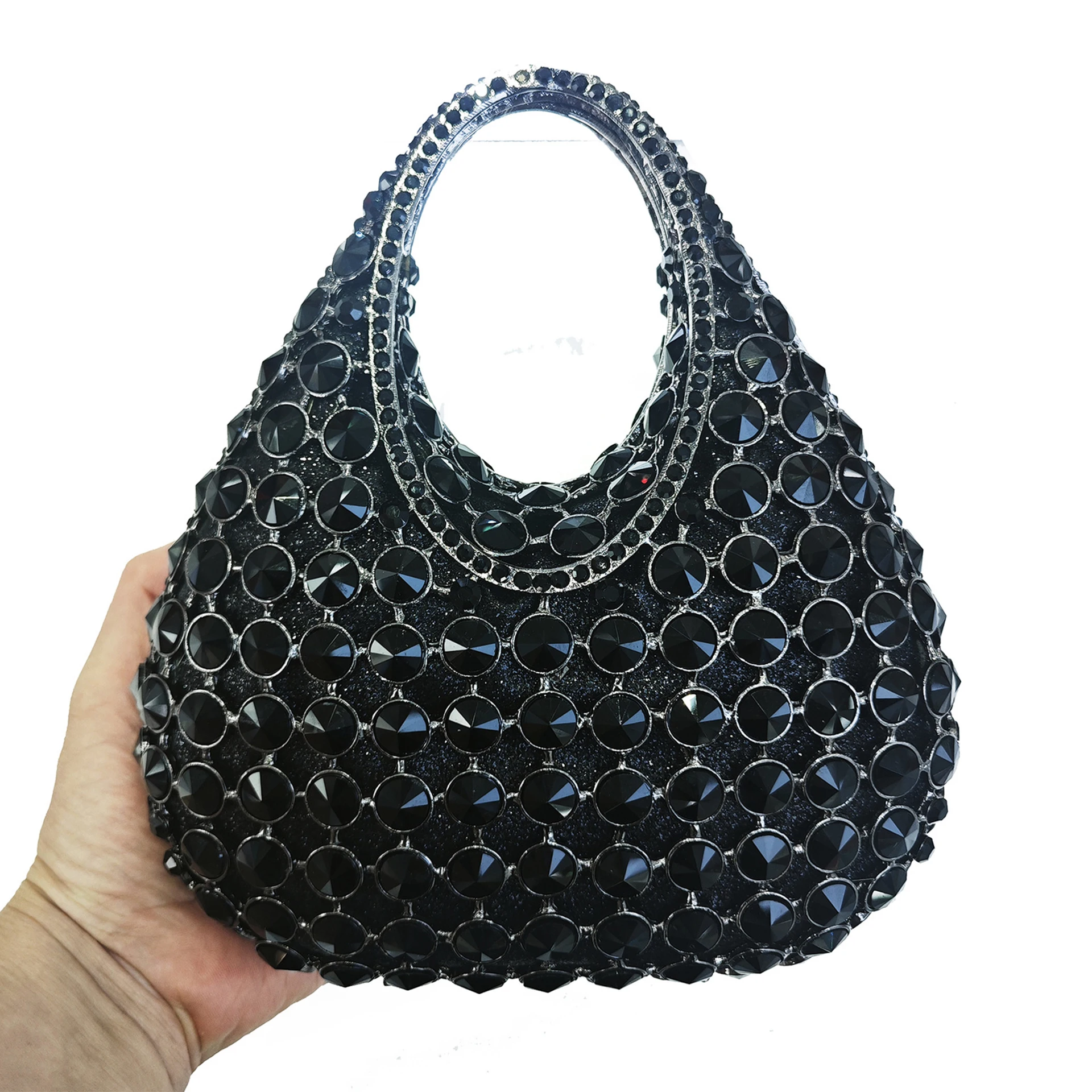 

WHTUOHENG-Navy Blue Crystal Rhinestones Clutch For Women Evening Bag Bridal Wedding Clutches Party Dinner Prom Handbag Purse